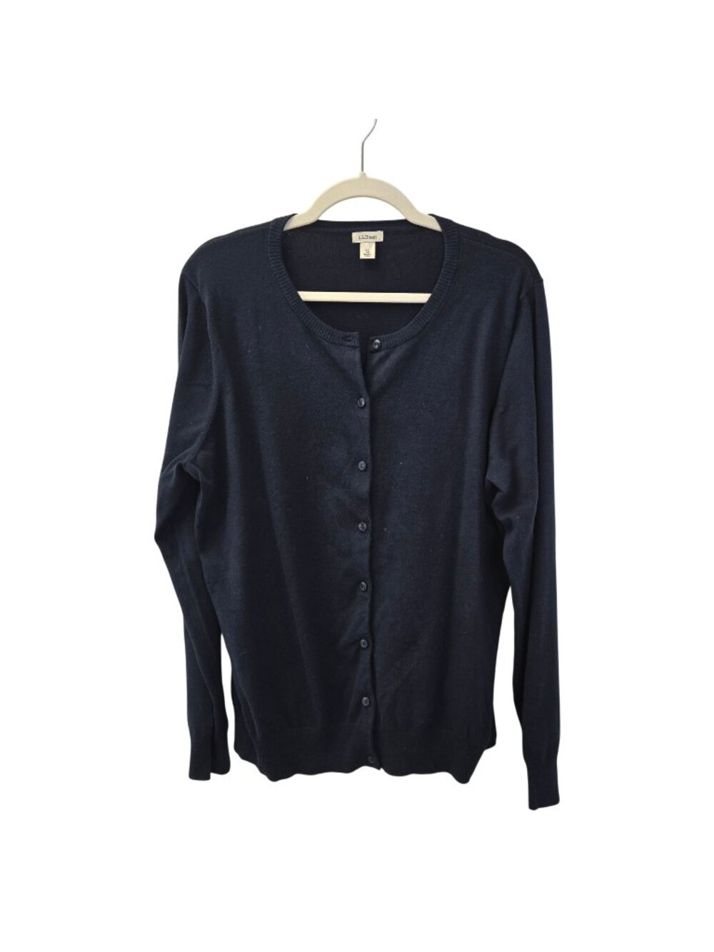 L.L. Bean Supina Cotton Blend Navy Blue Cardigan Sweater Size XL